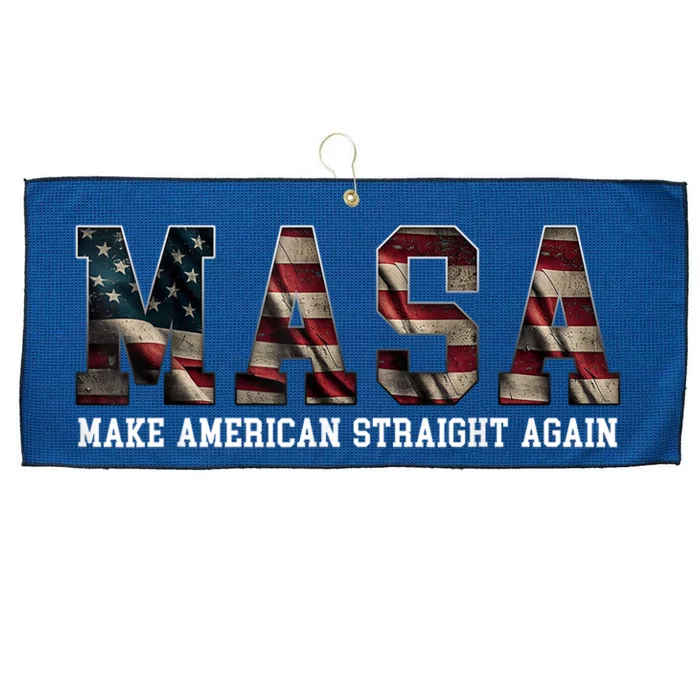 Make America Straight Again MASA US Flag Funny Sarcastic Large Microfiber Waffle Golf Towel