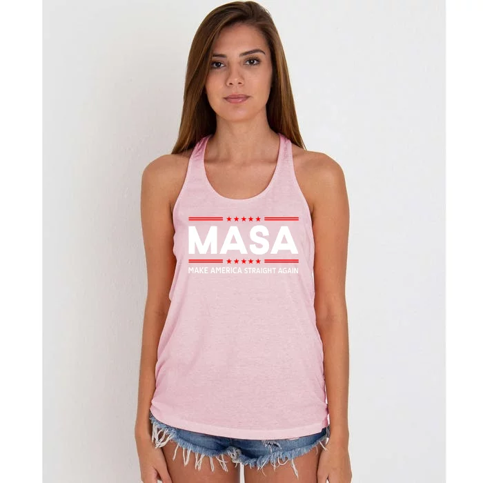 Make America Straight Again MASA Make America Straight Again Women's Knotted Racerback Tank