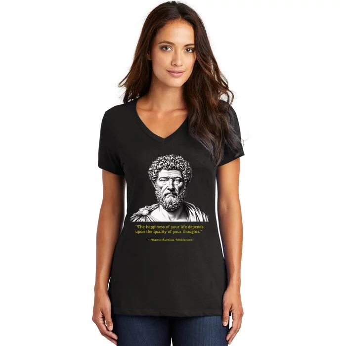 Marcus Aurelius Stoic Wisdom PhilosopherS Insight Women's V-Neck T-Shirt