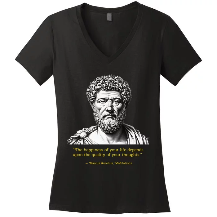 Marcus Aurelius Stoic Wisdom PhilosopherS Insight Women's V-Neck T-Shirt