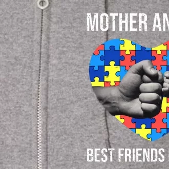 Mother And Son Best Friends For Life Autism Mom Full Zip Hoodie