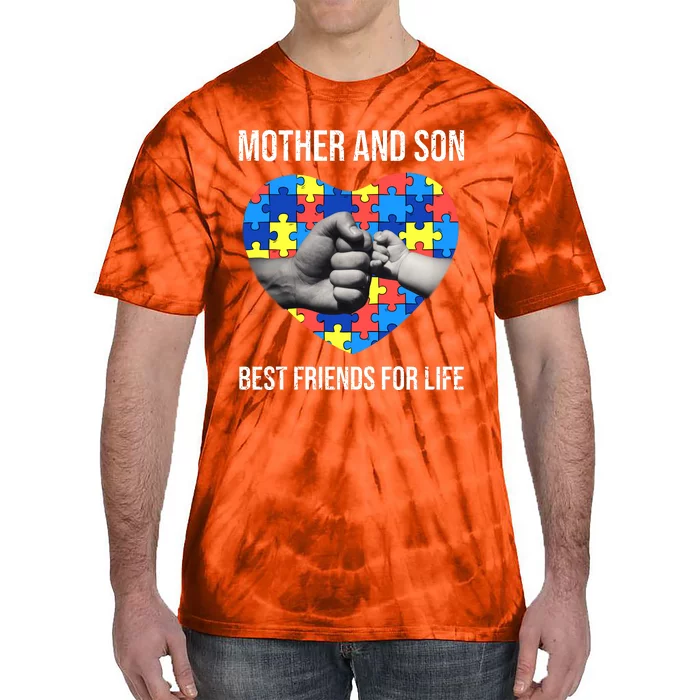 Mother And Son Best Friends For Life Autism Mom Tie-Dye T-Shirt