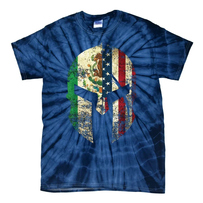 Mexican American Spartan Helmet Chicano Pride Tie-Dye T-Shirt