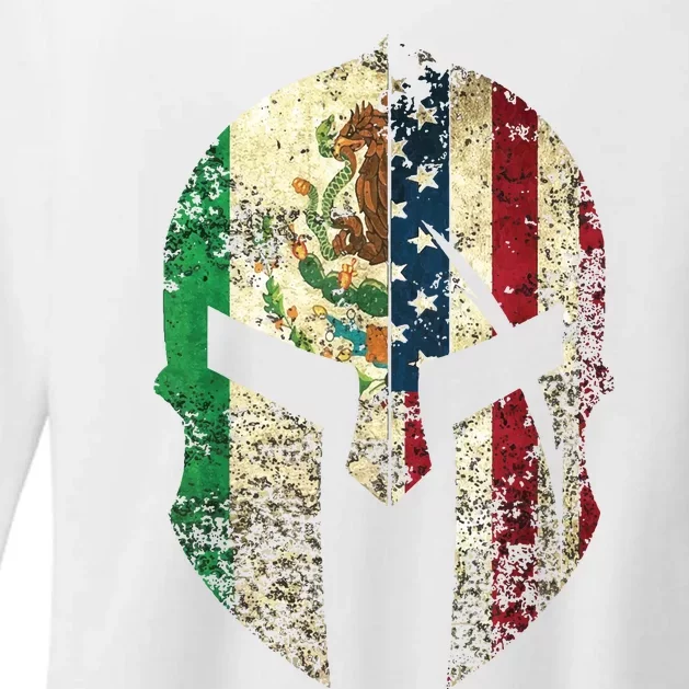 Mexican American Spartan Helmet Chicano Pride Womens CVC Long Sleeve Shirt