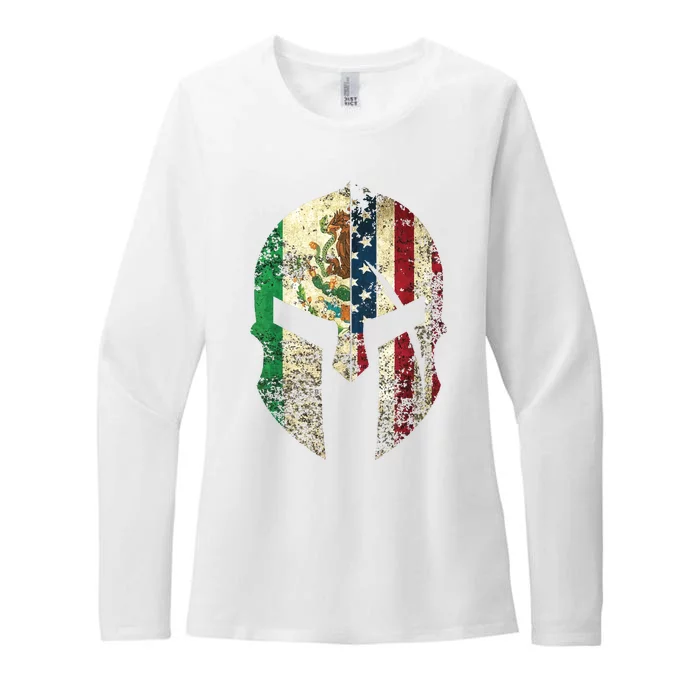 Mexican American Spartan Helmet Chicano Pride Womens CVC Long Sleeve Shirt