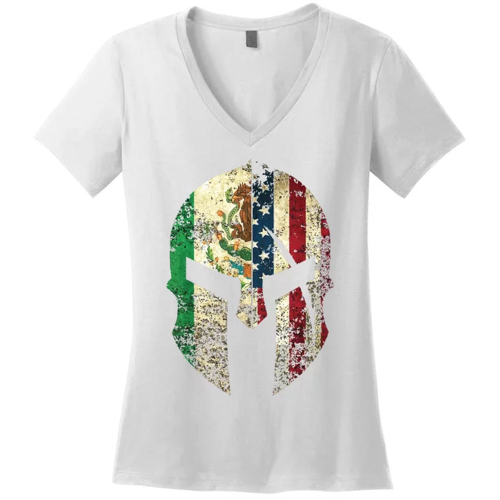 Mexican American Spartan Helmet Chicano Pride Women's V-Neck T-Shirt