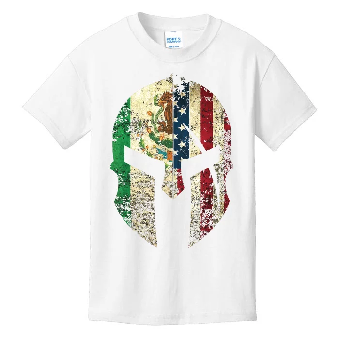 Mexican American Spartan Helmet Chicano Pride Kids T-Shirt