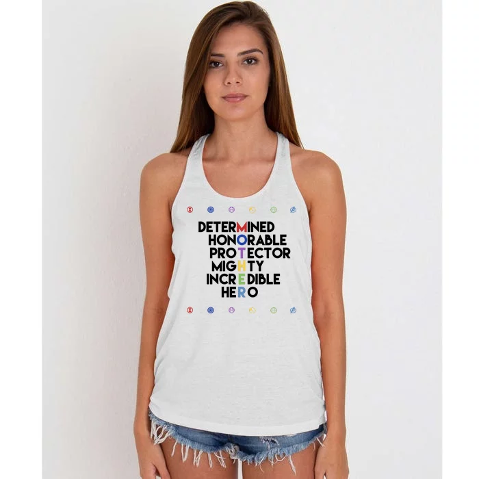 Marvel Avengers Super Hero Mothers Day Women's Knotted Racerback Tank