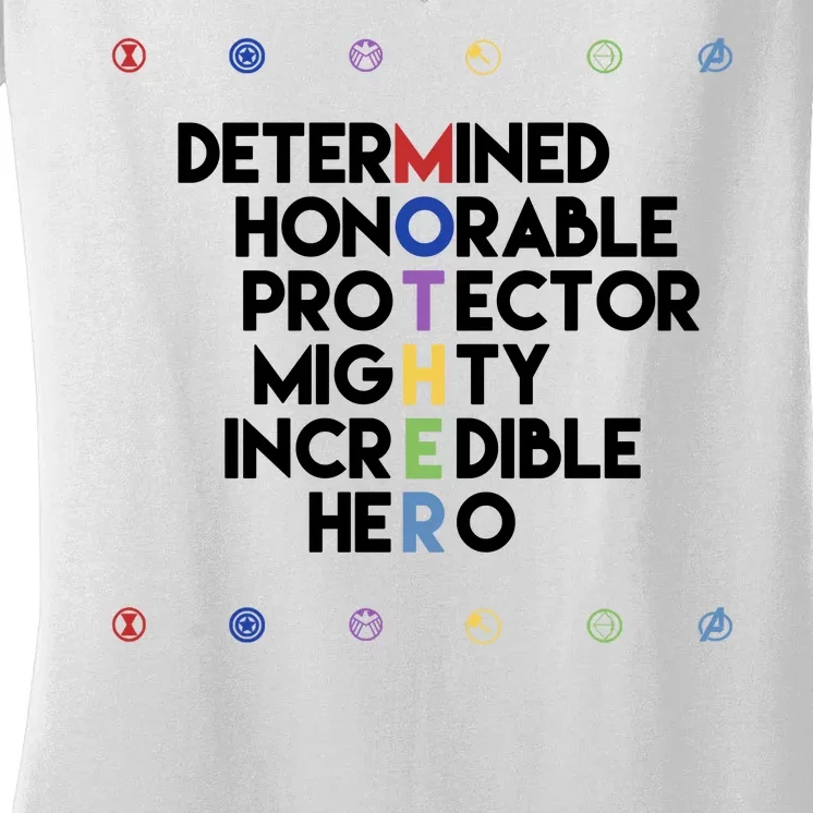 Marvel Avengers Super Hero Mothers Day Women's V-Neck T-Shirt