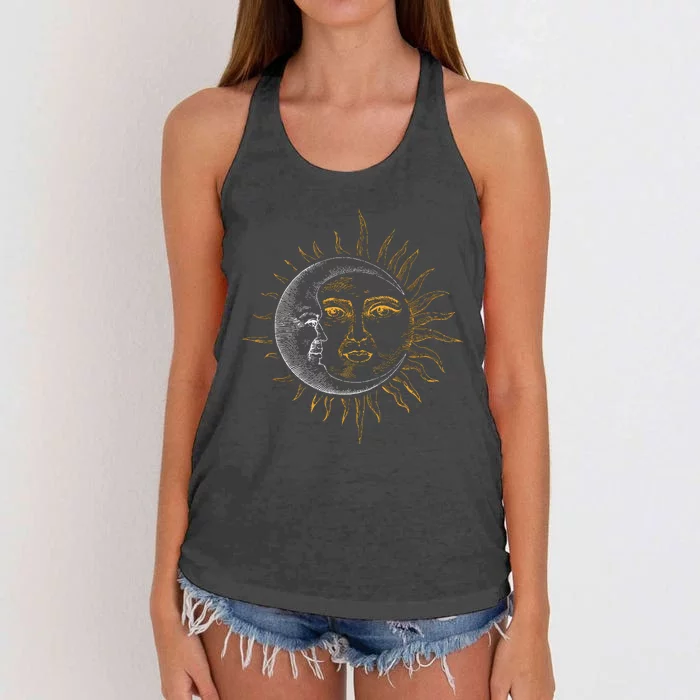 Moon And Sun Astronaut Women's Knotted Racerback Tank