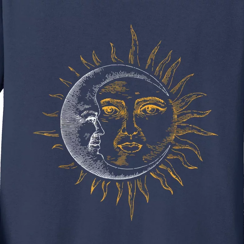 Moon And Sun Astronaut Kids Long Sleeve Shirt