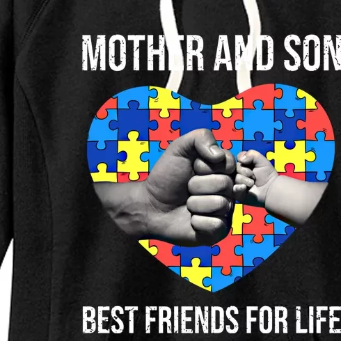 Mother And Son Best Friends For Life Autism Mom Mother's Day Great Gift Women's Fleece Hoodie