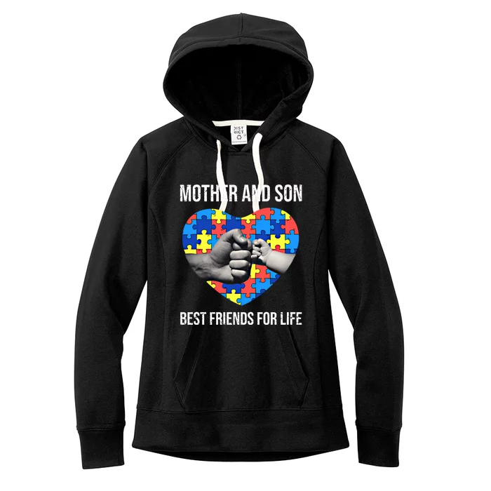 Mother And Son Best Friends For Life Autism Mom Mother's Day Great Gift Women's Fleece Hoodie