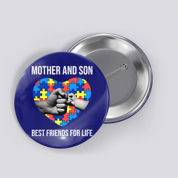 Mother And Son Best Friends For Life Autism Mom Mother's Day Great Gift Button