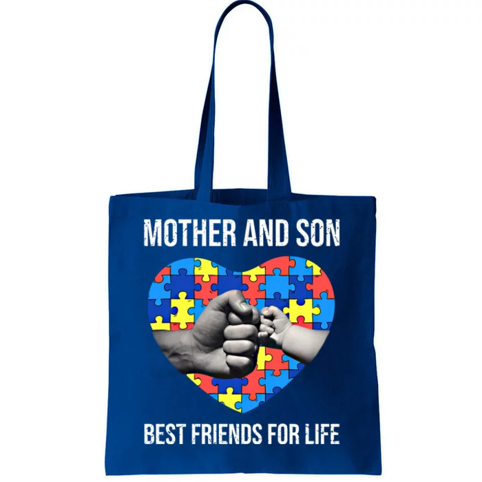 Mother And Son Best Friends For Life Autism Mom Mother's Day Great Gift Tote Bag