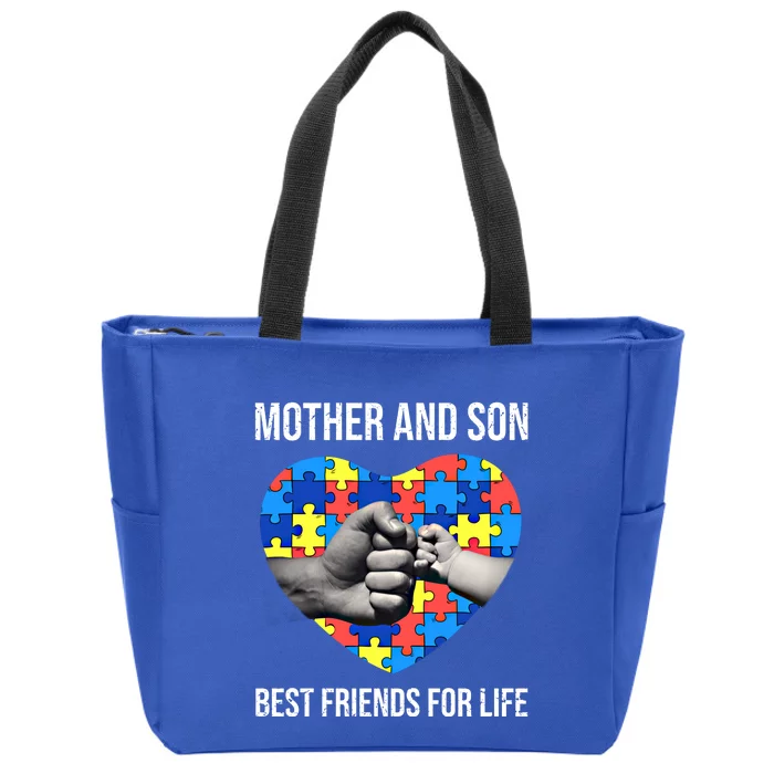 Mother And Son Best Friends For Life Autism Mom Mother's Day Great Gift Zip Tote Bag