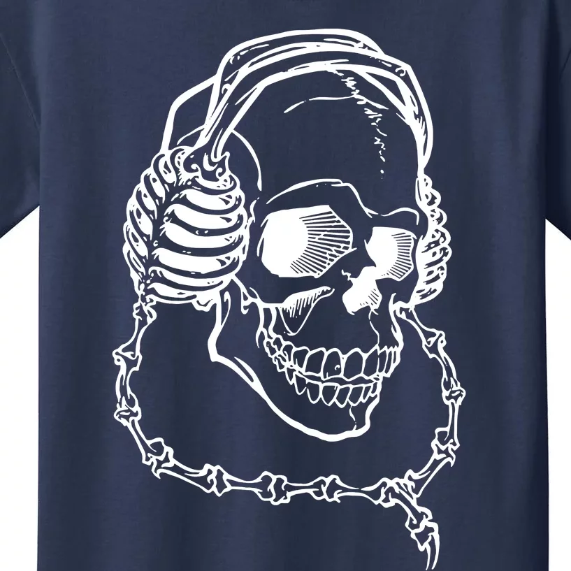 Music A Skull Wearing Headphones Kids T-Shirt