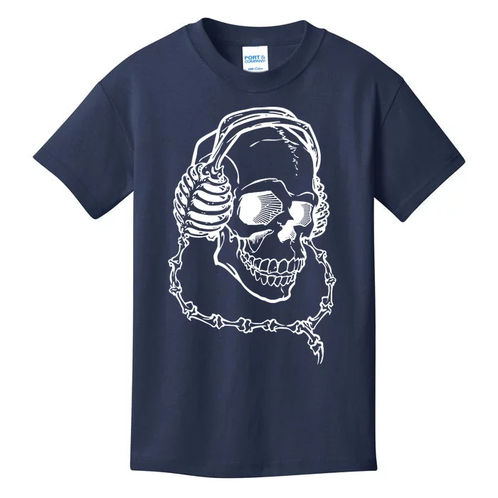 Music A Skull Wearing Headphones Kids T-Shirt