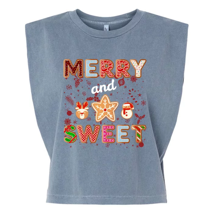 Merry And Sweet Christmas Cookies Baking Crew Holiday Xmas Gift Garment-Dyed Women's Muscle Tee