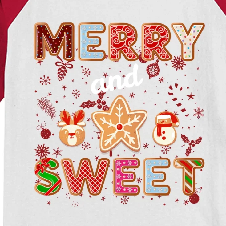 Merry And Sweet Christmas Cookies Baking Crew Holiday Xmas Gift Kids Colorblock Raglan Jersey