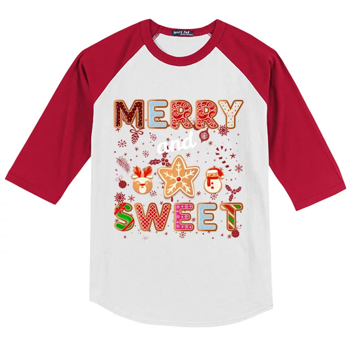 Merry And Sweet Christmas Cookies Baking Crew Holiday Xmas Gift Kids Colorblock Raglan Jersey