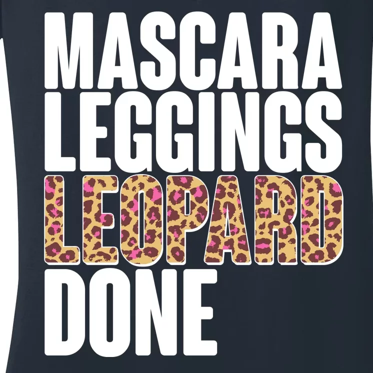 Mascara Leggings Leopard Done Women's V-Neck T-Shirt