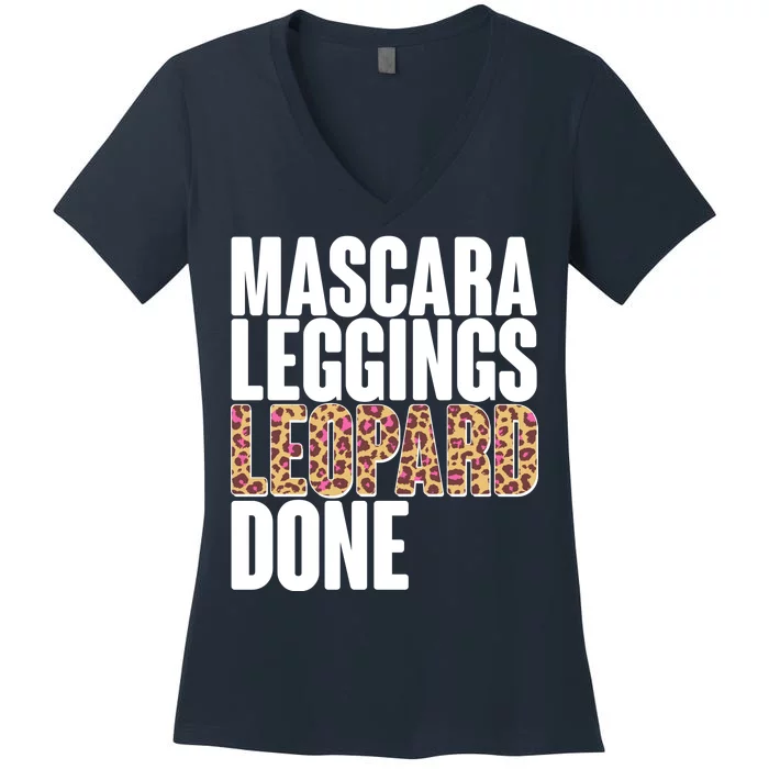 Mascara Leggings Leopard Done Women's V-Neck T-Shirt