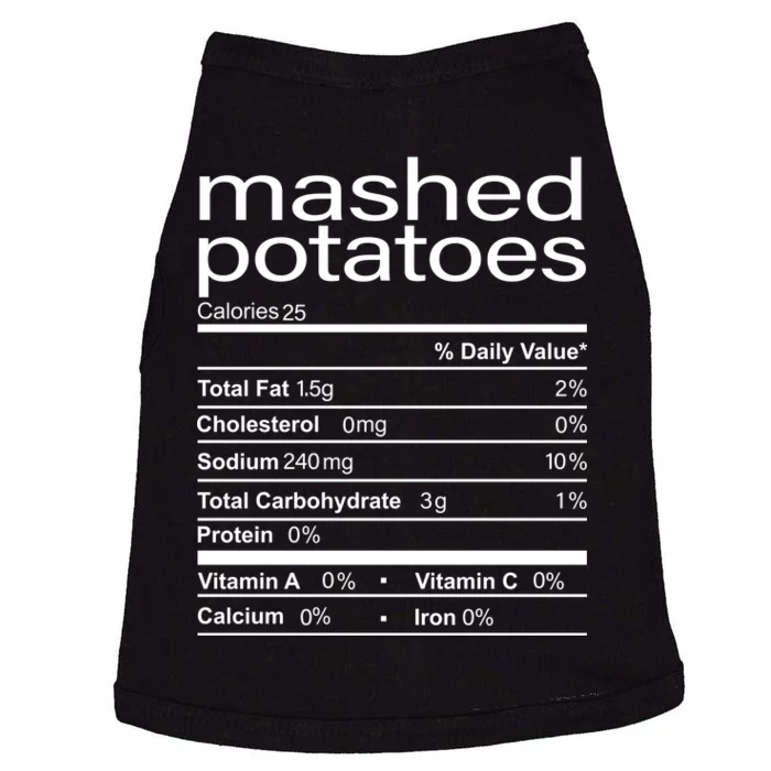 Mashed Potato Nutritional Facts Funny Thanksgiving Doggie Tank