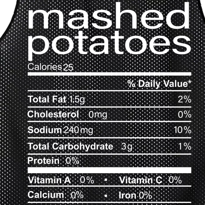 Mashed Potato Nutritional Facts Funny Thanksgiving Mesh Reversible Basketball Jersey Tank