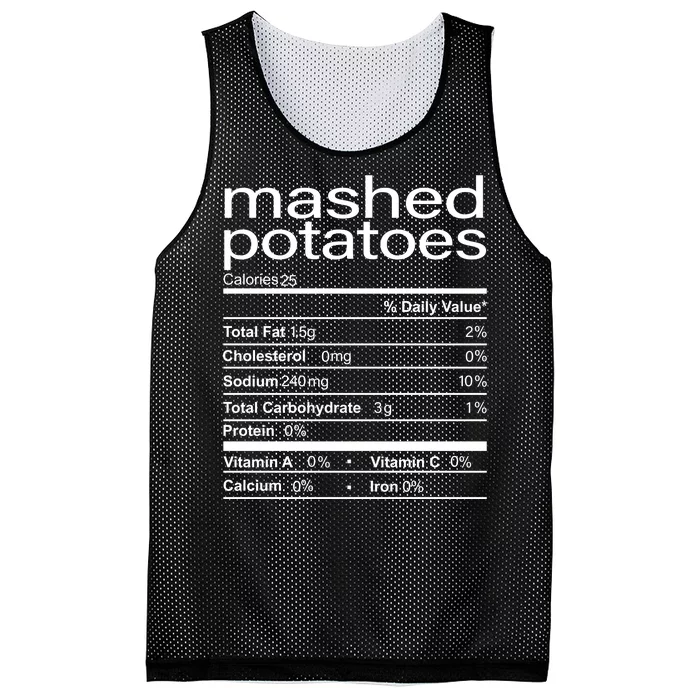 Mashed Potato Nutritional Facts Funny Thanksgiving Mesh Reversible Basketball Jersey Tank