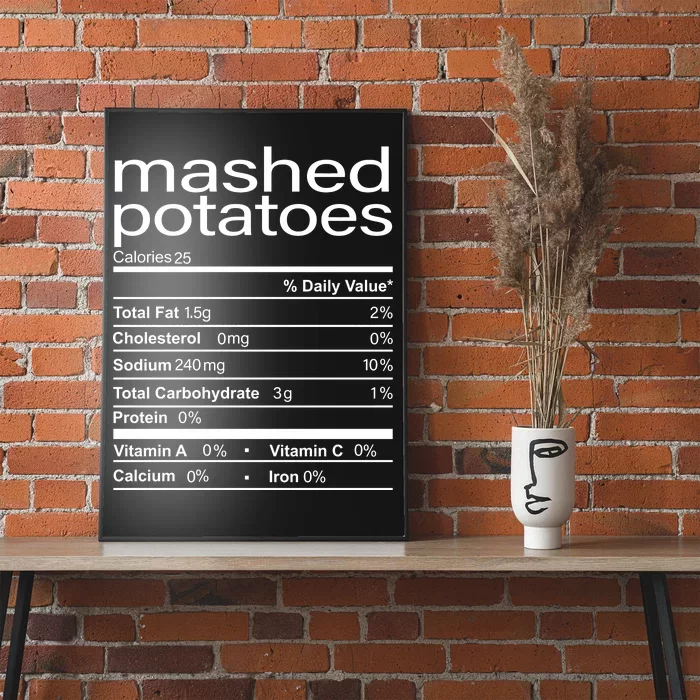 Mashed Potato Nutritional Facts Funny Thanksgiving Poster