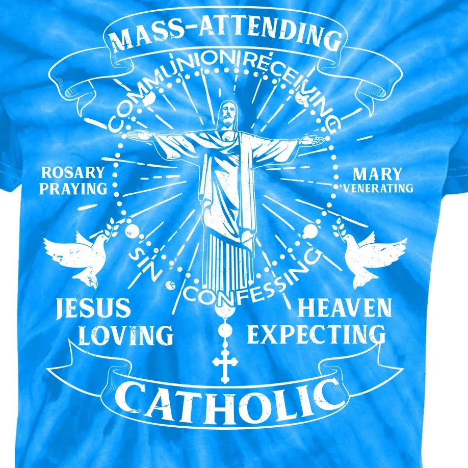 Mass Attending Catholic Kids Tie-Dye T-Shirt