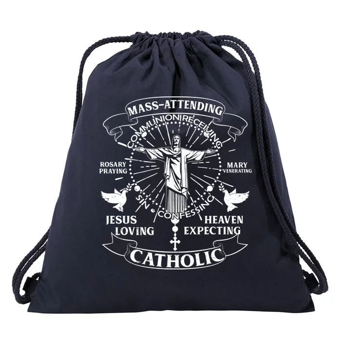 Mass Attending Catholic Drawstring Bag