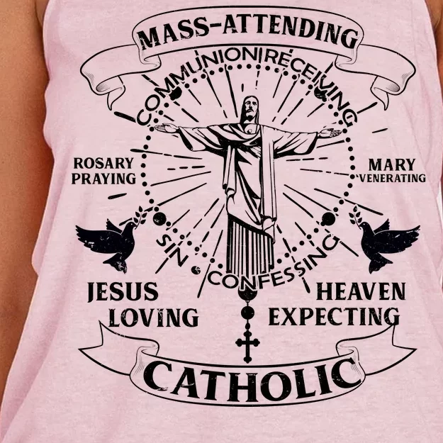 Mass Attending Catholic Women's Knotted Racerback Tank