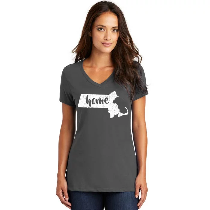 Massachusetts Home State Women's V-Neck T-Shirt