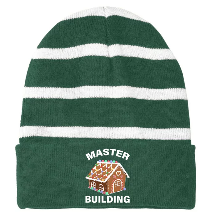 Master Builder Gingerbread House Funny Christmas Striped Beanie with Solid Band