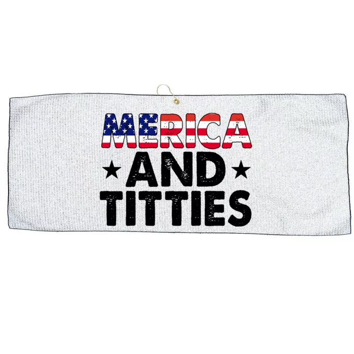 Merica And Titties Funny Patriotic Usa Large Microfiber Waffle Golf Towel