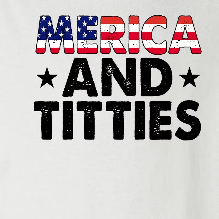 Merica And Titties Funny Patriotic Usa Toddler Long Sleeve Shirt