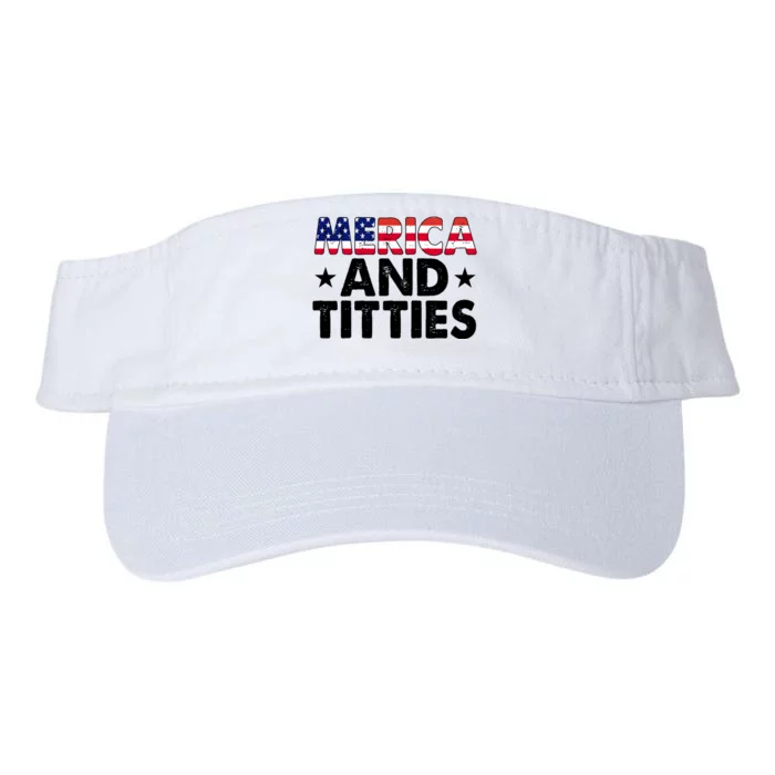 Merica And Titties Funny Patriotic Usa Valucap Bio-Washed Visor