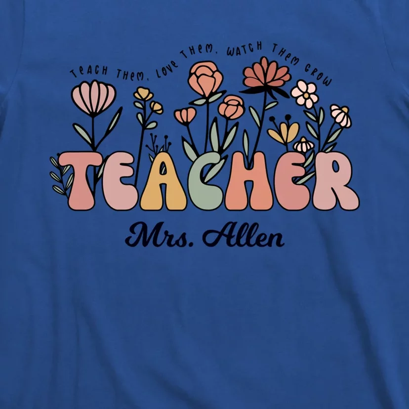 Mrs Allen Teacher Wildflower Back To School Gift T-Shirt