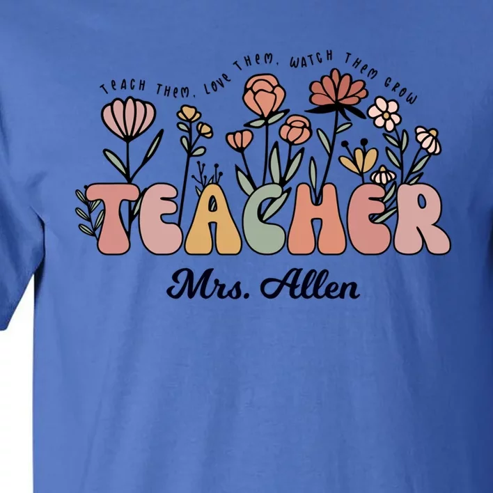 Mrs Allen Teacher Wildflower Back To School Gift Tall T-Shirt