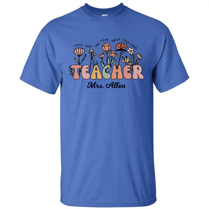 Mrs Allen Teacher Wildflower Back To School Gift Tall T-Shirt