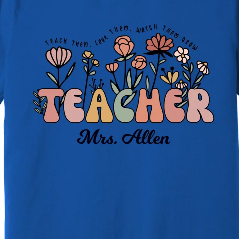 Mrs Allen Teacher Wildflower Back To School Gift Premium T-Shirt