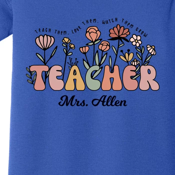 Mrs Allen Teacher Wildflower Back To School Gift Baby Bodysuit