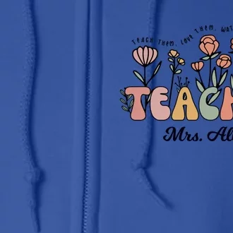 Mrs Allen Teacher Wildflower Back To School Gift Full Zip Hoodie