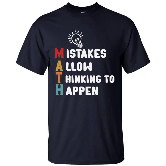 Mistakes Allow Thinking To Happen School Math Teacher Tall T-Shirt