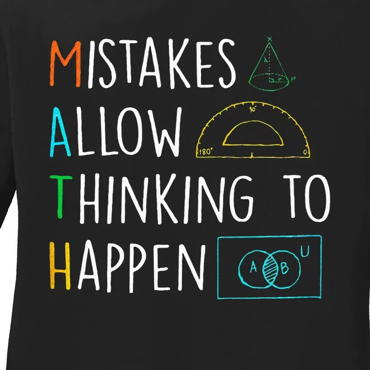 Mistakes Allow Thinking To Happen Funny Math Back To School Ladies Long Sleeve Shirt