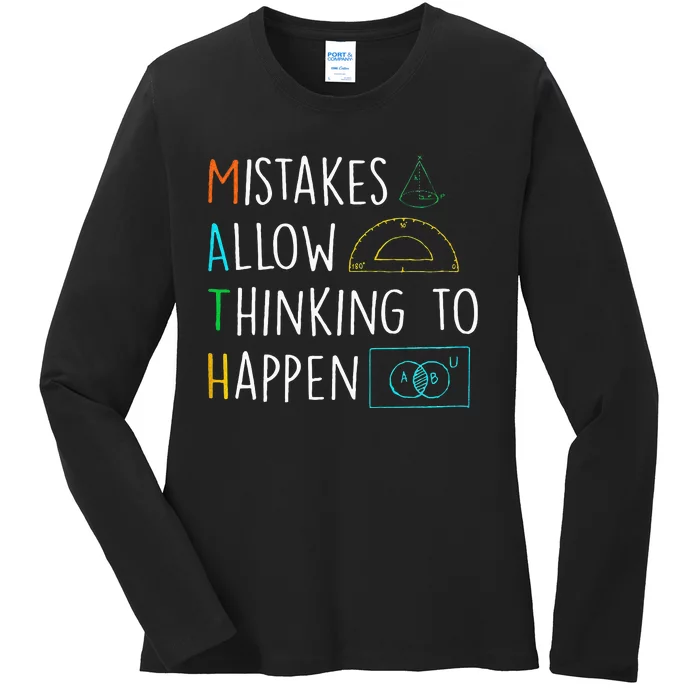 Mistakes Allow Thinking To Happen Funny Math Back To School Ladies Long Sleeve Shirt