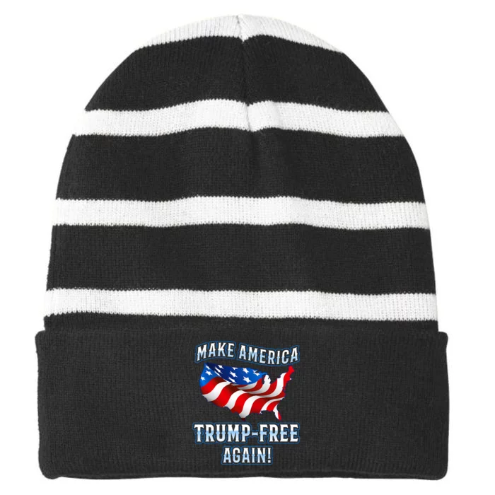 Make America Trump Free Again Democrat Gift Striped Beanie with Solid Band