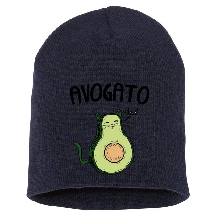 Mens Avogato Trending Avocado Cat Cute Cat Face Novelty Cat Short Acrylic Beanie